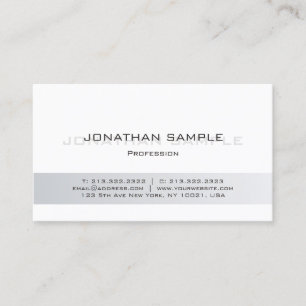 Modern Sophisticated Silver White Plain Trendy Business Card