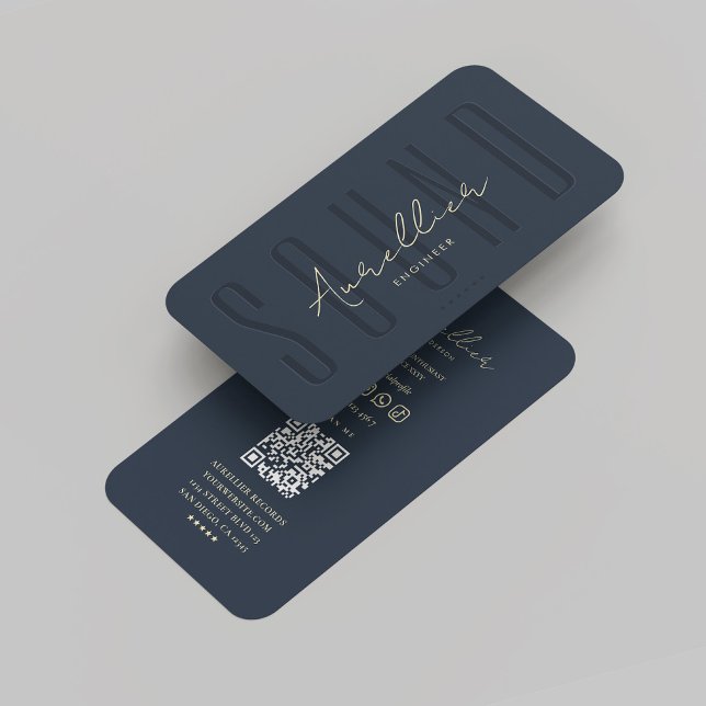 Modern Sound Engineer Audio Professional Dark Blue Business Card (Modern Sound Engineer Audio Professional Dark Blue Business Card
)