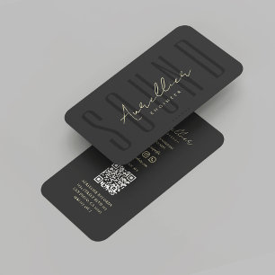 Modern Soundman Engineer Audio Musician Black Gold Business Card