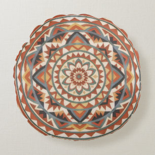 Modern Southwest Mandala Round Cushion