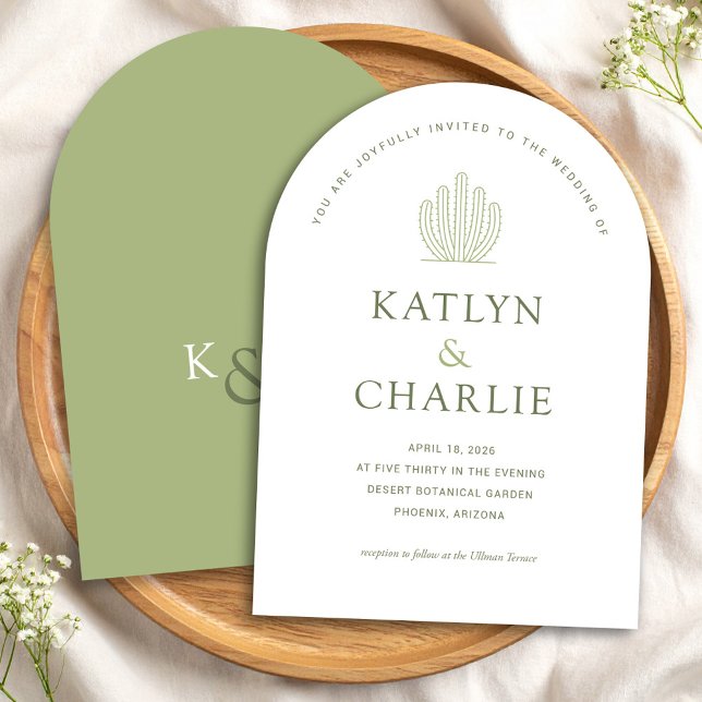 Modern Southwestern Cactus Wedding Invitation (Modern Southwestern Cactus Wedding Invitation by Fiesta Valley Print)
