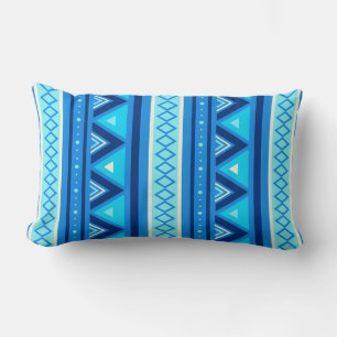 Modern Southwestern Geometric, Blue & Turquoise Lumbar Cushion