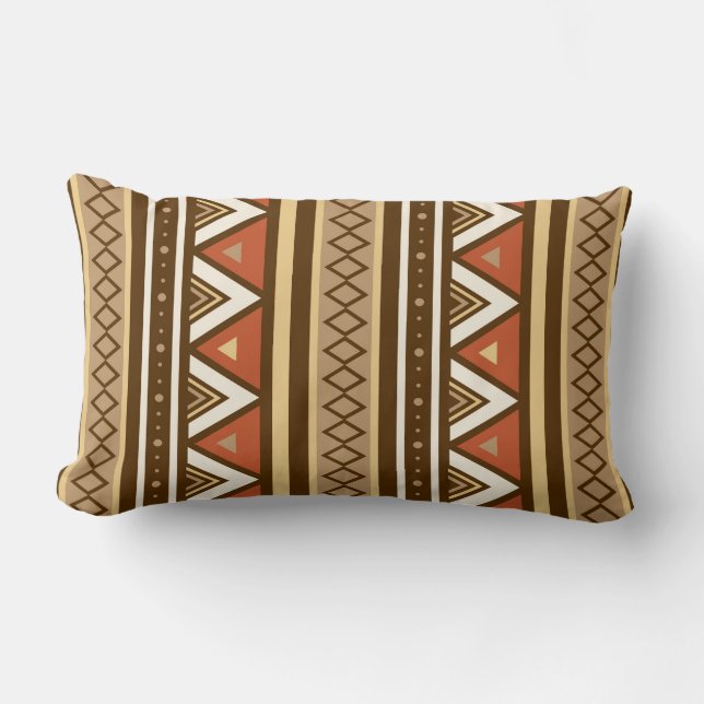 Modern Southwestern Geometric, Brown, Tan & Rust Lumbar Cushion (Front)