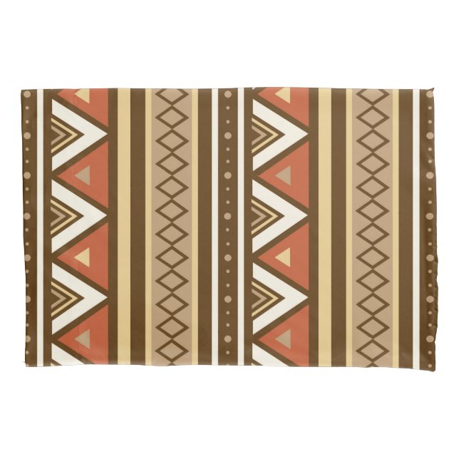 Modern Southwestern Geometric, Brown, Tan & Rust Pillowcase (Front)