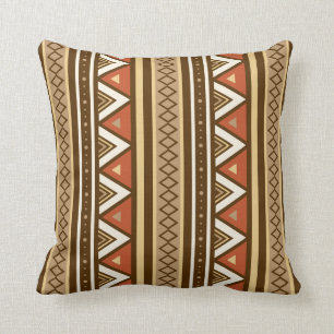 Modern Southwestern Geometric, Brown, Tan & Rust T Cushion