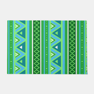 Modern Southwestern Geometric, Green and Aqua Doormat