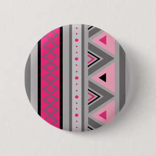 Modern Southwestern Geometric, Pink and Grey 6 Cm Round Badge