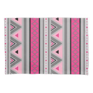 Modern Southwestern Geometric, Pink and Grey Pillowcase