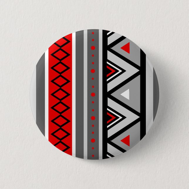 Modern Southwestern Geometric, Red & Grey / Grey 6 Cm Round Badge (Front)