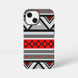 Modern Southwestern Geometric, Red & Grey / Grey iPhone 13 Mini Case