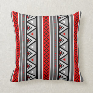 Modern Southwestern Geometric, Red & Grey / Grey T Cushion