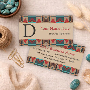 Modern Southwestern Geometric Tribal Art Pattern Business Card
