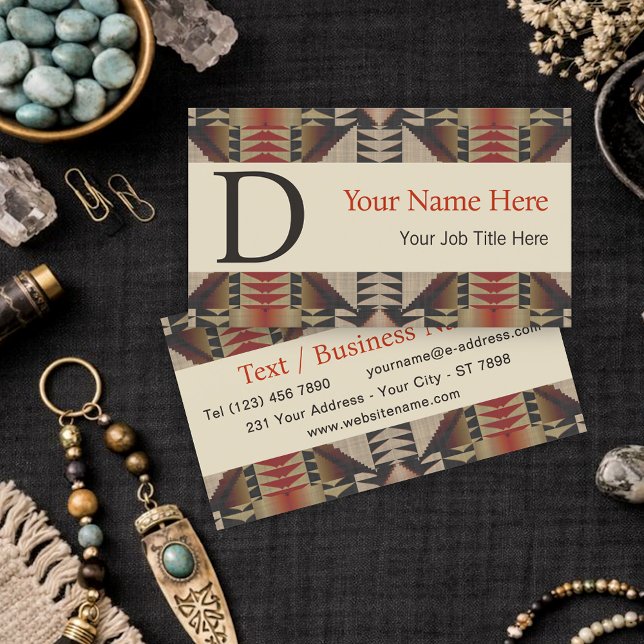 Modern Southwestern Geometric Tribal Art Pattern Business Card (Creator Uploaded)