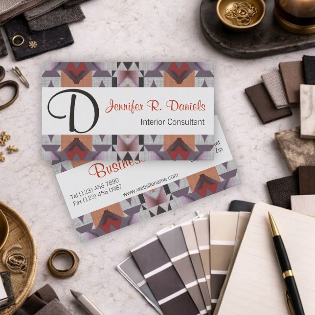 Modern Southwestern Geometric Tribal Art Pattern Business Card (Creator Uploaded)