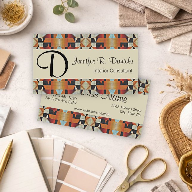 Modern Southwestern Geometric Tribal Art Pattern Business Card (Creator Uploaded)