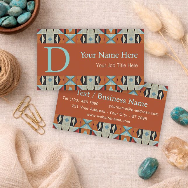 Modern Southwestern Geometric Tribal Art Pattern Business Card (Creator Uploaded)