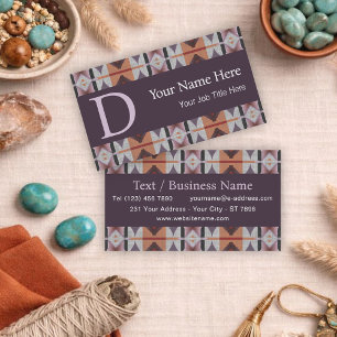 Modern Southwestern Geometric Tribal Art Pattern Business Card