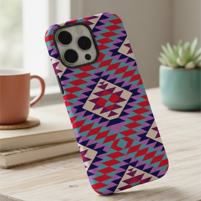 Modern Southwestern Terracotta & Teal Geometric Case-Mate iPhone Case (Creator Uploaded)