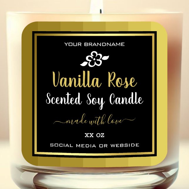 Modern Soy Candles Packaging Labels Gold and Black (Creator Uploaded)