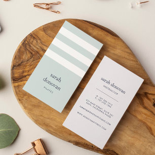 Modern Spa Blue and White Stripe Business Card