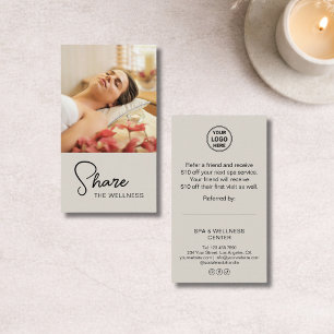Modern Spa Wellness Massage Neutral Beige Referral Card