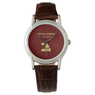 Modern spa yellow silhouette maroon watch