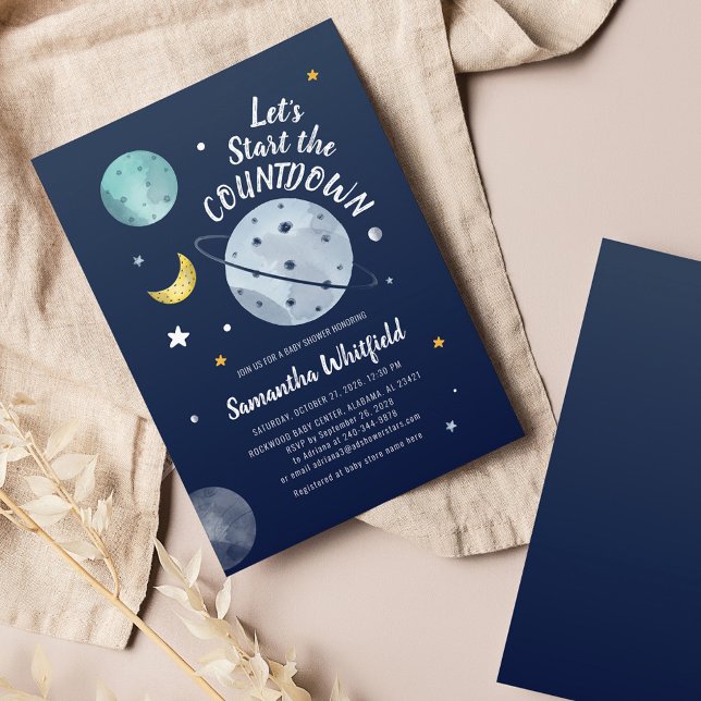Modern Space Outer Galaxy Baby Shower Countdown Invitation (Creator Uploaded)