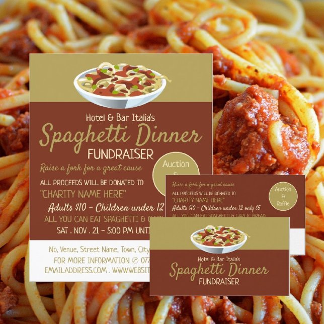 Modern Spaghetti Dinner Fundraiser Event Flyer (Creator Uploaded)