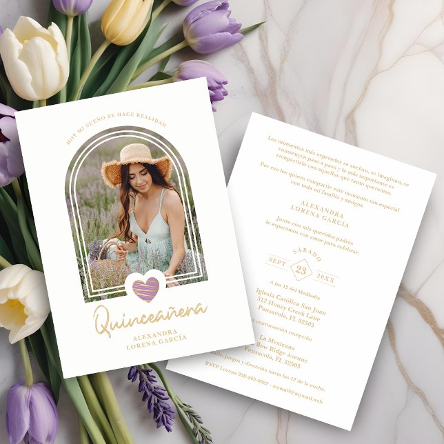 Modern Spanish Arch Lavender Heart Quinceañera (Creator Uploaded)