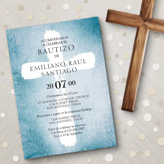 Modern Spanish Baptism Invitation (Creator Uploaded)