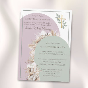Modern Spanish baptism pampa grass bautizo Invitation