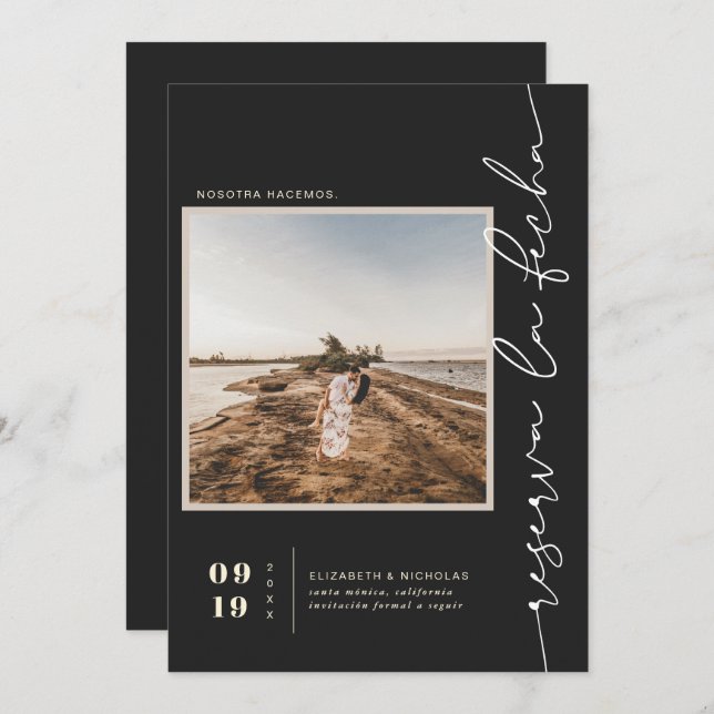 Modern Spanish Boho Desert | Square Photo Save The Date (Front/Back)