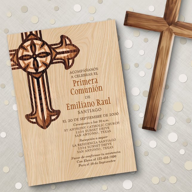 Modern Spanish Boys Adults First Communion Invitation (Creator Uploaded)