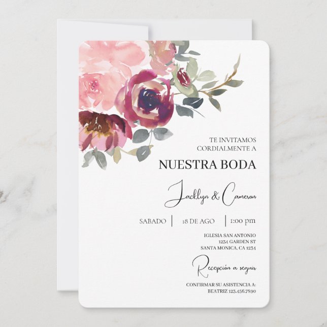 Modern Spanish Wedding Invitation (Front)