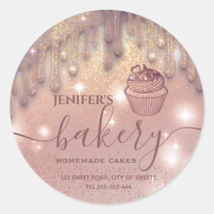 Modern sparkle  drips cupcake bakery label