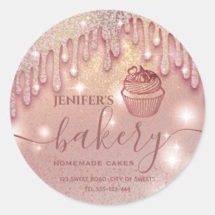 Modern sparkle  drips cupcake bakery label
