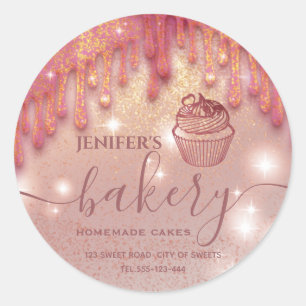 Modern sparkle  drips cupcake bakery label