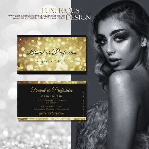 Modern Sparkle Golden Glitter Stars Black Colours Business Card