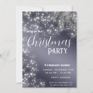 Modern Sparkle pine branch corporate Christmas Invitation
