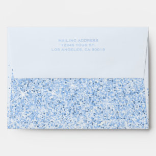 Modern Sparkling Baby Blue Glitter Wedding Envelopes