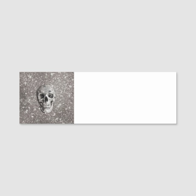 Modern sparkling Skull A Name Tag (Front)