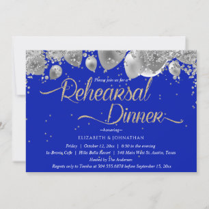 Modern Sparkly Blue Minimal Rehearsal Dinner Invitation