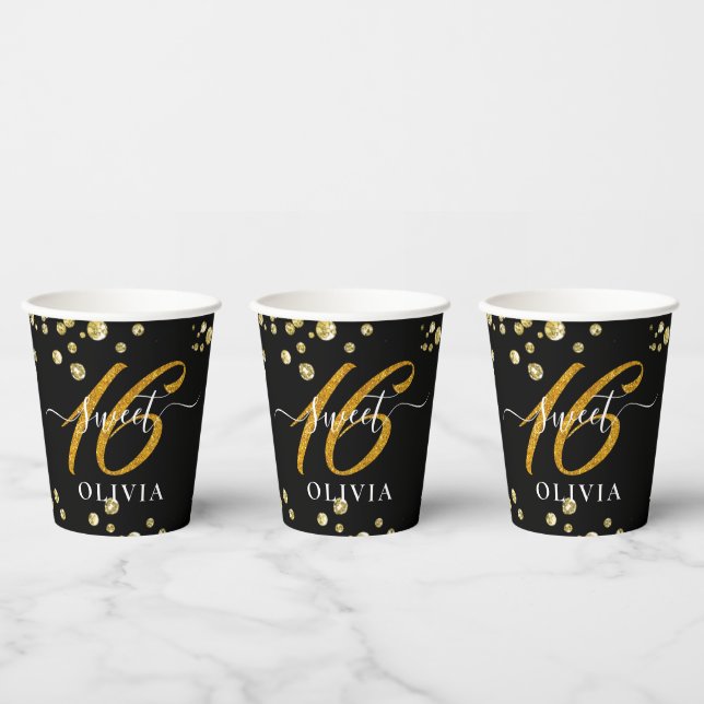 Modern Sparkly Sweet 16 Paper Cups (Multi)