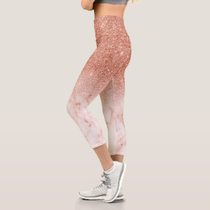 Modern sparks of glittering marble bronze capri leggings