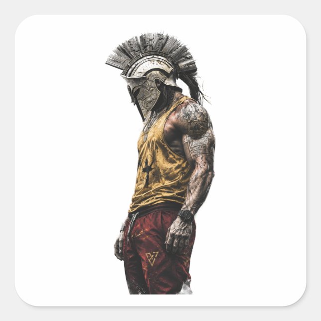 Modern Spartan Warrior – Ancient Strength Modern B Square Sticker (Front)