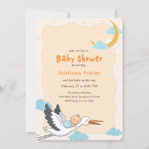 Modern Special Delivery Stork Baby Shower Invitation