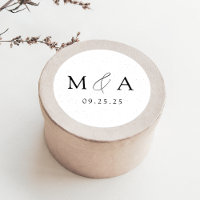 Modern Speckled Black and White Monogram Wedding