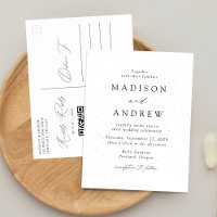 Modern Speckled Black and White QR Code Wedding