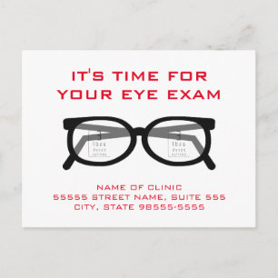 Modern Spectacles Eye Exam Appointment Reminder Postcard
