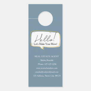 Modern speech bubble Real Estate blue Door Hanger